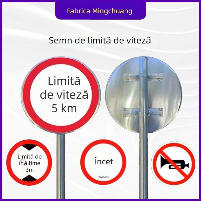 Indicator circular din aluminiu pentru limitarea vitezei, restricții de înălțime și lățime, semn reflectorizant pentru parcare, semn de încetinire pe drum