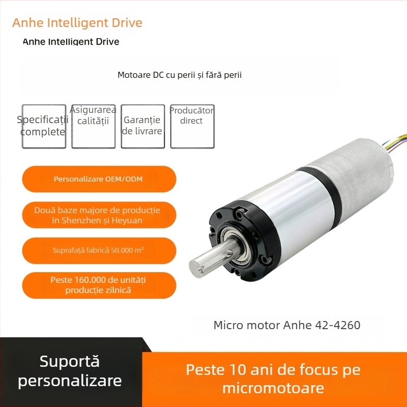 Anhe 42-4260 Motor DC fără perii cu planetar pentru echipamente medicale, bobinaj de cupru, rezistent la temperaturi ridicate, componente de precizie personalizate