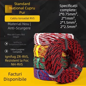 Cablu de lampă din cupru pur cu miez ZRRVS2, 0,75, 1,0, 1,5, 2,5, cablu torsadat rezistent la foc, fir de priză pentru lampă, utilizare casnică