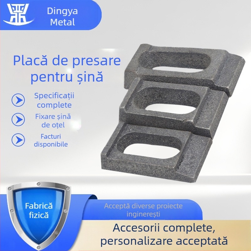 Plăci de presiune pentru șine, destinate exploatărilor miniere și macaralelor cu portal, plăci de fixare a șinelor din fontă