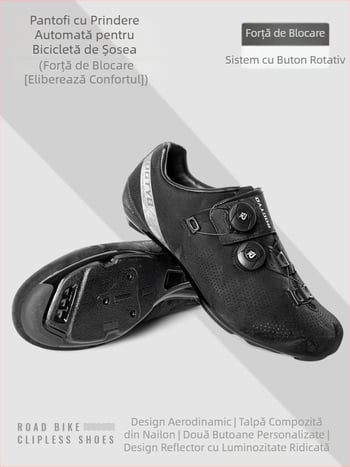 Pantofi de ciclism pentru drum, respirabili, cu benzi reflectorizante