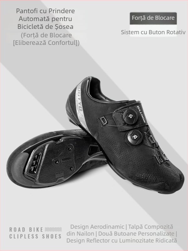 Pantofi de ciclism pentru drum, respirabili, cu benzi reflectorizante