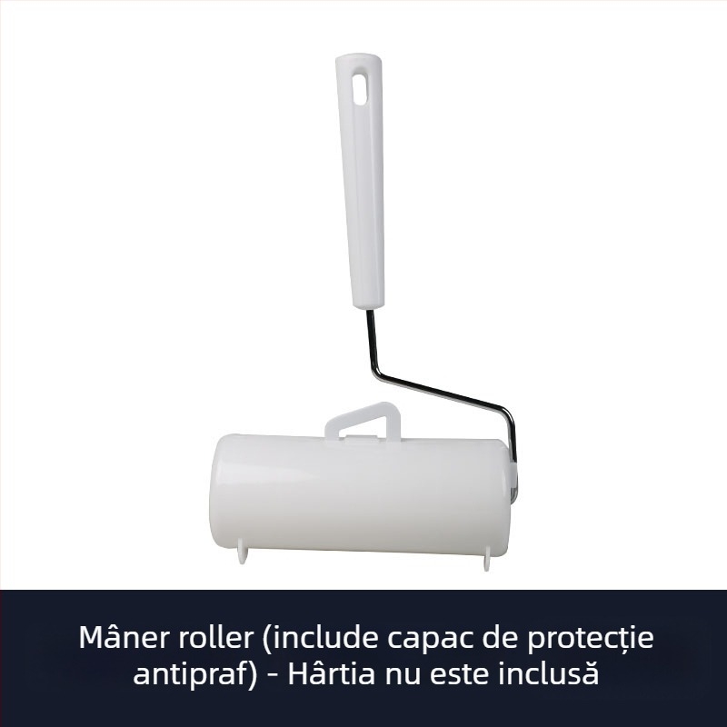 Rulou pentru păr lipicios cu nucleu de hârtie adezivă înlocuibil, 90 foi, rolă mare, mâner telescopic detașabil, diametru rolei 16–24 cm