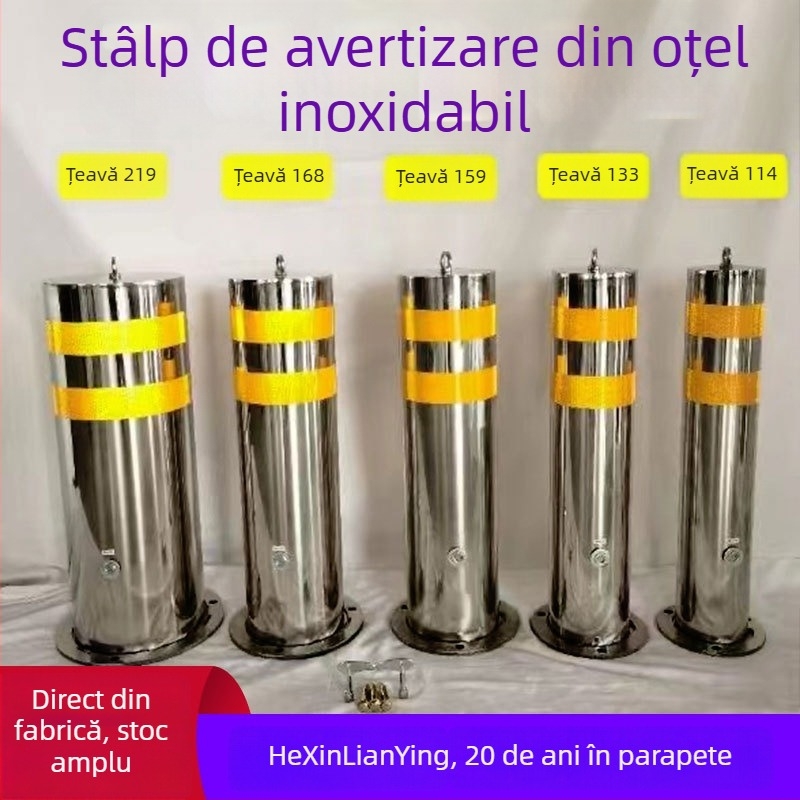 Stâlp din oțel inoxidabil 304, anti-coliziune, pentru parcare; coloană de izolare fixă cu indicator reflectorizant