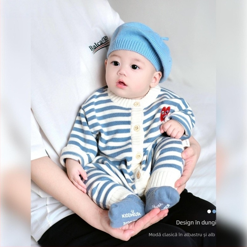 Salopetă de toamnă din tricot pentru nou-născuți, unisex, mâneci lungi, 0–12 luni