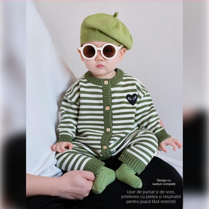 Salopetă de toamnă din tricot pentru nou-născuți, unisex, mâneci lungi, 0–12 luni