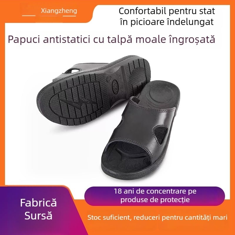 Papuci anti-static din PU cu talpă moale îngroșată, antiderapante, respirabile, pentru spații curate din fabrici electronice (unisex)