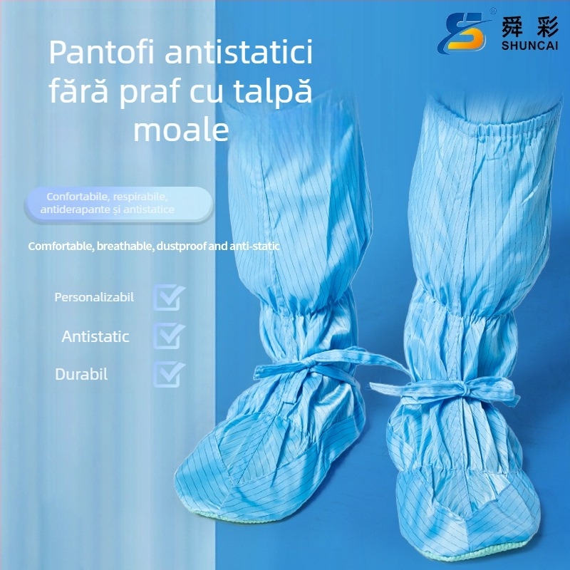 Ghete înalte din PVC antistatice, talpă moale, pentru sală curată, rezistente la uzură și antiderapante, culori: albastru, alb, roz, galben