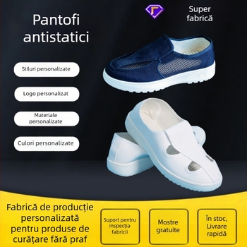 Pantofi antistatice de înălțime medie, talpă PU moale, pantofi de lucru din pânză, fără praf, culoare solidă, culoare și mărime personalizabile