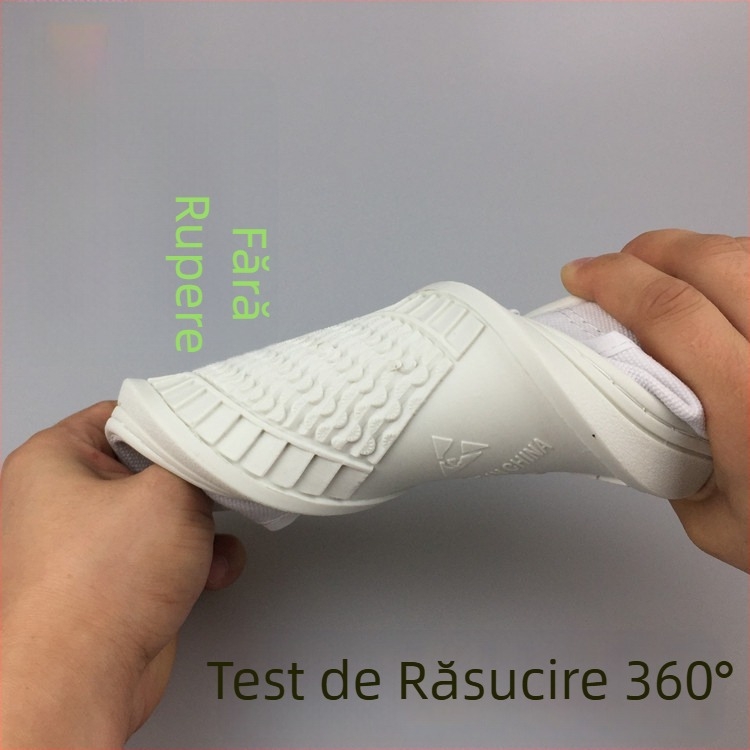 Pantofi anti-static din PVC și pânză, cu patru găuri pentru șireturi, talie joasă, fără praf