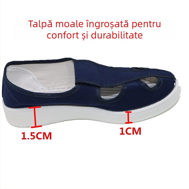 Pantofi anti-statice din PU cu patru găuri pentru șireturi, cu talpă groasă, antiderapanti, pentru spații curate în fabrici electronice
