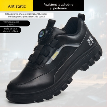 Pantofi de protecție pentru bărbați, cu protecție la lovire și perforare, anti-statici, rezistenți la acizi și baze, anti-derapare, rezistenți la ulei, rezistenți la abraziune, talpă moale, ușori și respirabili