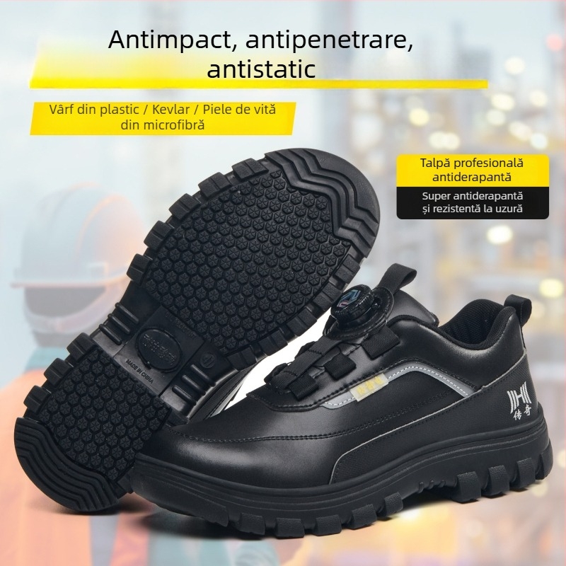Pantofi de protecție pentru bărbați, cu protecție la lovire și perforare, anti-statici, rezistenți la acizi și baze, anti-derapare, rezistenți la ulei, rezistenți la abraziune, talpă moale, ușori și respirabili