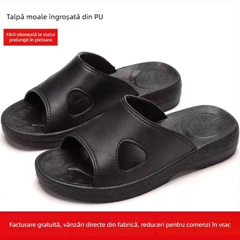 Papuci anti-statice cu talpă PU groasă, moi, pentru spații fără praf, ESD, antiderapante, negri, unisex
