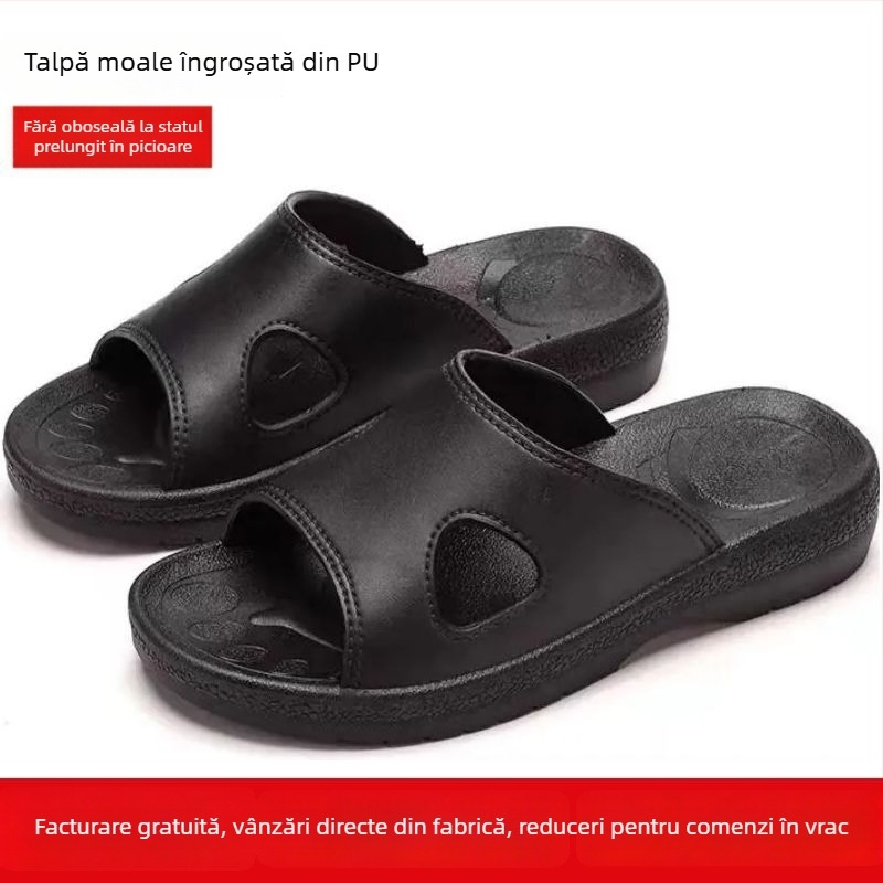 Papuci anti-statice cu talpă PU groasă, moi, pentru spații fără praf, ESD, antiderapante, negri, unisex