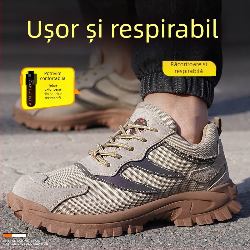 Încălțăminte de protecție pentru bărbați și femei, respirabilă pentru toate sezoanele, ușoară, cu vârf din oțel, protecție la lovire și perforare, durabilă și confortabilă