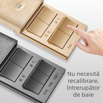 Comutator de perete tip 86 pentru încălzitorul de baie, capac glisant, cutie universală 86, patru module.