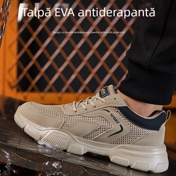 Pantofi de protecție pentru bărbați, vară: respirabili, izolați, rezistenți la lovire și perforare, ușori, anti miros, pentru șantier