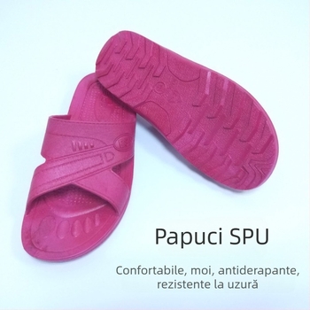 Papuci SPU antistatice pentru femei, talpă neagră groasă, fără praf, talpă moale, cu 6 găuri, albastru