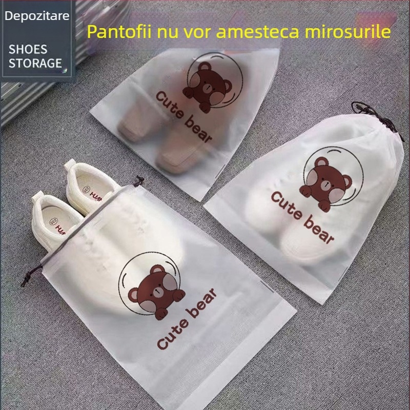 Sac de depozitare cu șnur, din PE opalescent – pentru călătorii, organizare haine, pantofi, jucării și șosete, protecție împotriva prafului