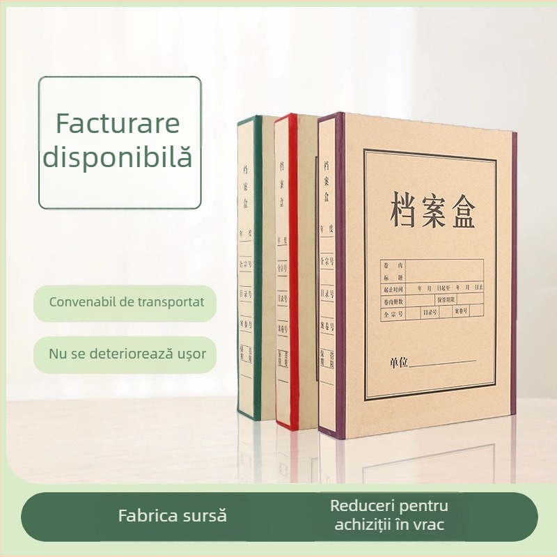 Cutie de dosare din carton, cu capac înlocuibil, pentru arhivare de birou și stocare contabilă