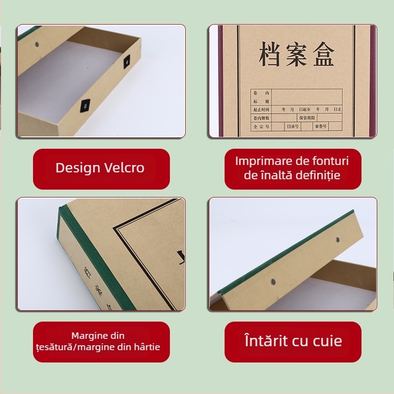 Cutie de dosare din carton, cu capac înlocuibil, pentru arhivare de birou și stocare contabilă