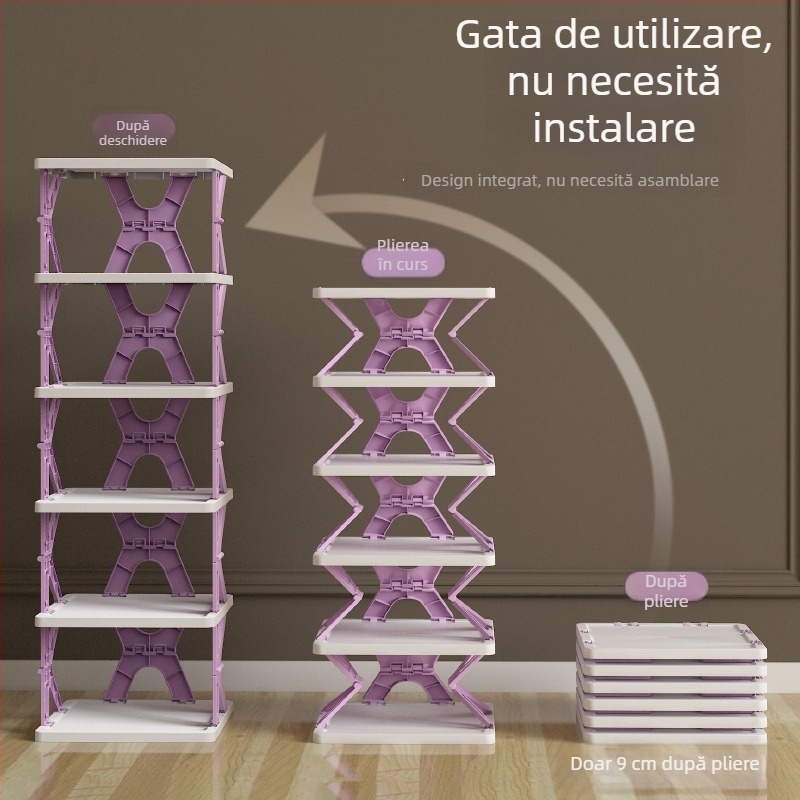 Raft de pantofi de tip K, pliabil, protecție la praf, pentru interior, depozitare acasă, tip X, fără montaj