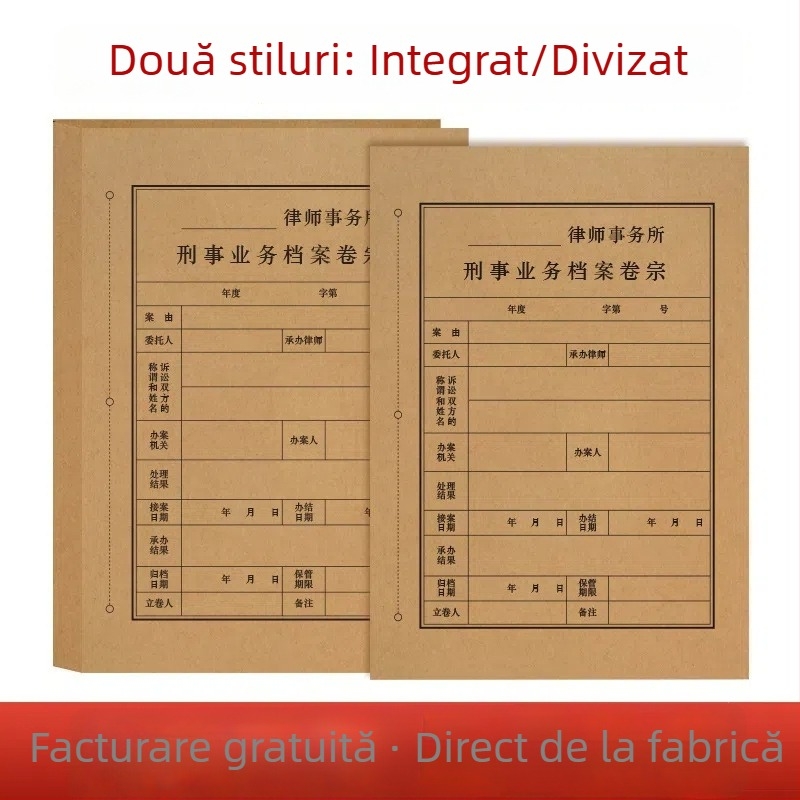Copertă din hârtie kraft pentru arhivele unei firme de avocatură, dosar pentru dosare penale non-litigioase