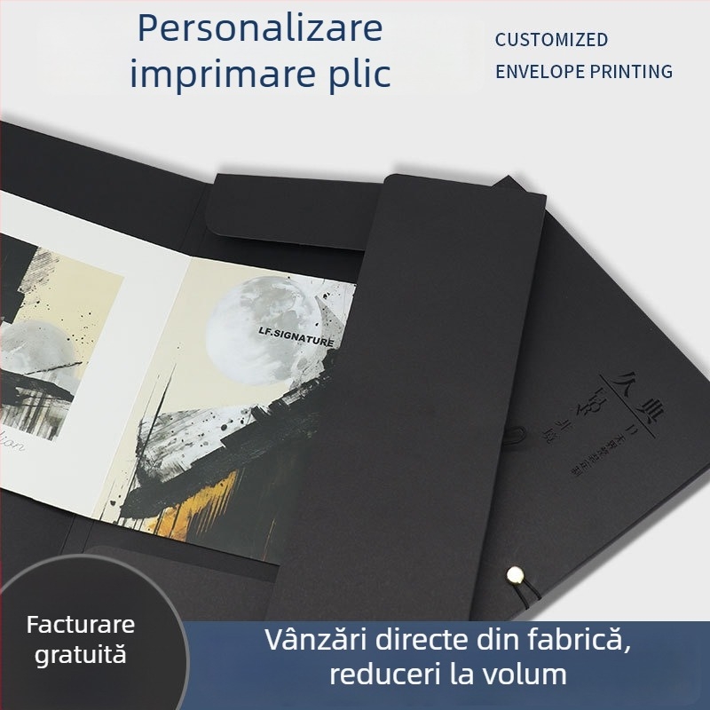 Dosar A4 negru cu copertă personalizată și ștampilare aurie