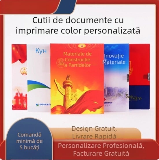 Cutie de fișiere cu imprimare color personalizată, copertă pentru construcția partidului, PP plastic sau piele, A4