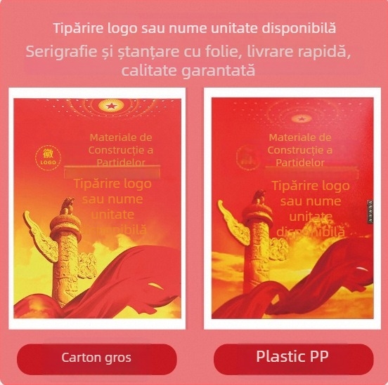 Cutie de fișiere cu imprimare color personalizată, copertă pentru construcția partidului, PP plastic sau piele, A4