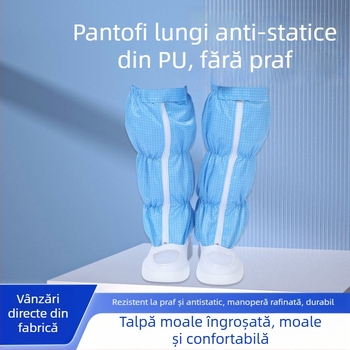 Ghete lungi din PU cu plasă deschisă, antistatice, fără praf, talpă groasă, confortabile și durabile pentru încălțăminte de lucru în atelier