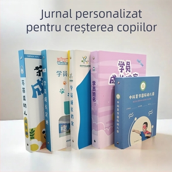 Portofoliu personalizat de creștere pentru grădiniță și jurnal de creștere al elevului — dosar cu clips metalic și logo tipărit