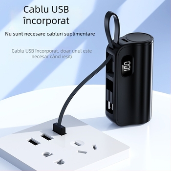 Power bank în formă de capsulă, 5000mAh, cu două porturi, compact și portabil