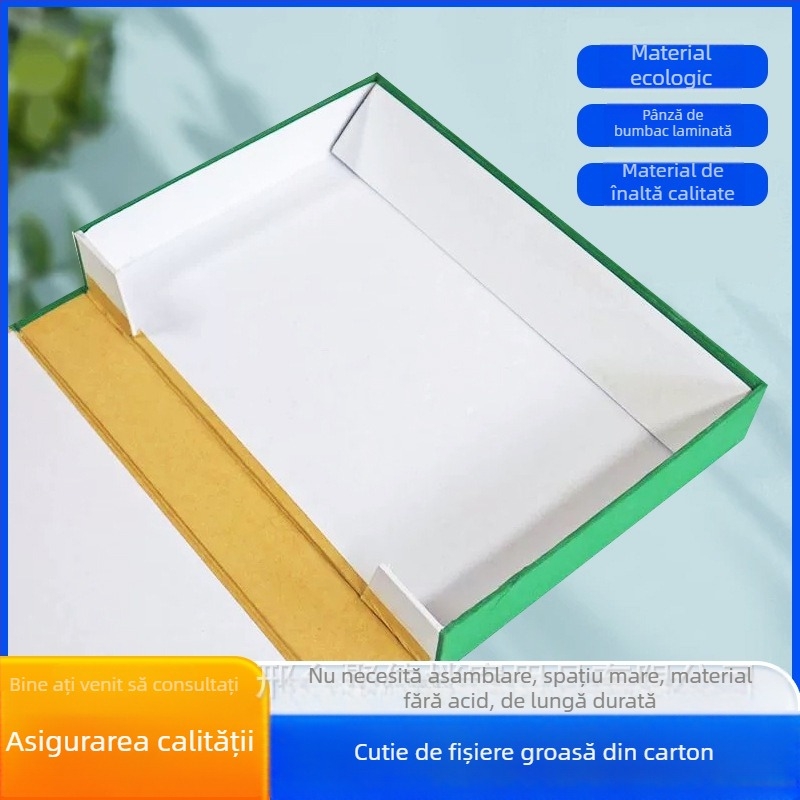 Set de 10 cutii de depozitare din carton pentru fișiere, destinate gestionării documentelor în construcții urbane, cu posibilitatea imprimării logo-ului, model A4-1, dimensiuni 31,5 x 22,5 x 4/5 cm