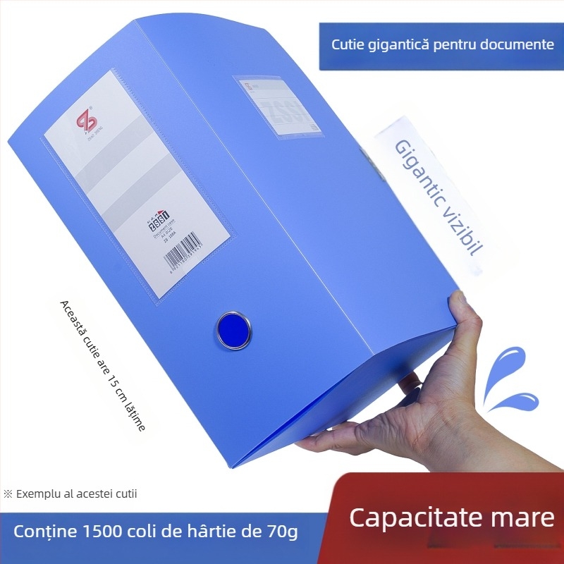 Cutie de depozitare pentru documente A4, din plastic, înălțime 15 cm, capacitate mare pentru birou