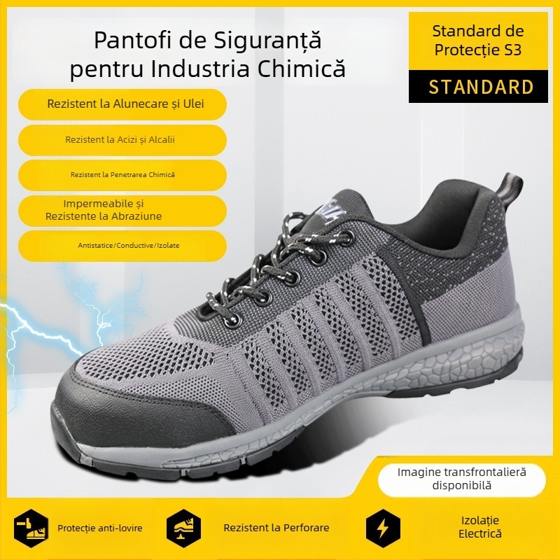 Pantofi de protecție pentru industria chimică, rezistenți la acid și alcalin, anti-penetrație, vârf din oțel, rezistenți la șocuri, anti-statici, izolați, rezistenți la temperaturi înalte, anti-alunecare