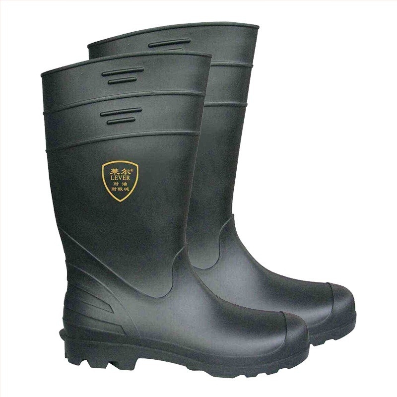 Laier SM-8-99 Cizme de ploaie rezistente la acide și alcalii, PVC impermeabile, rezistente chimic, antiderapante, 38 cm, negre
