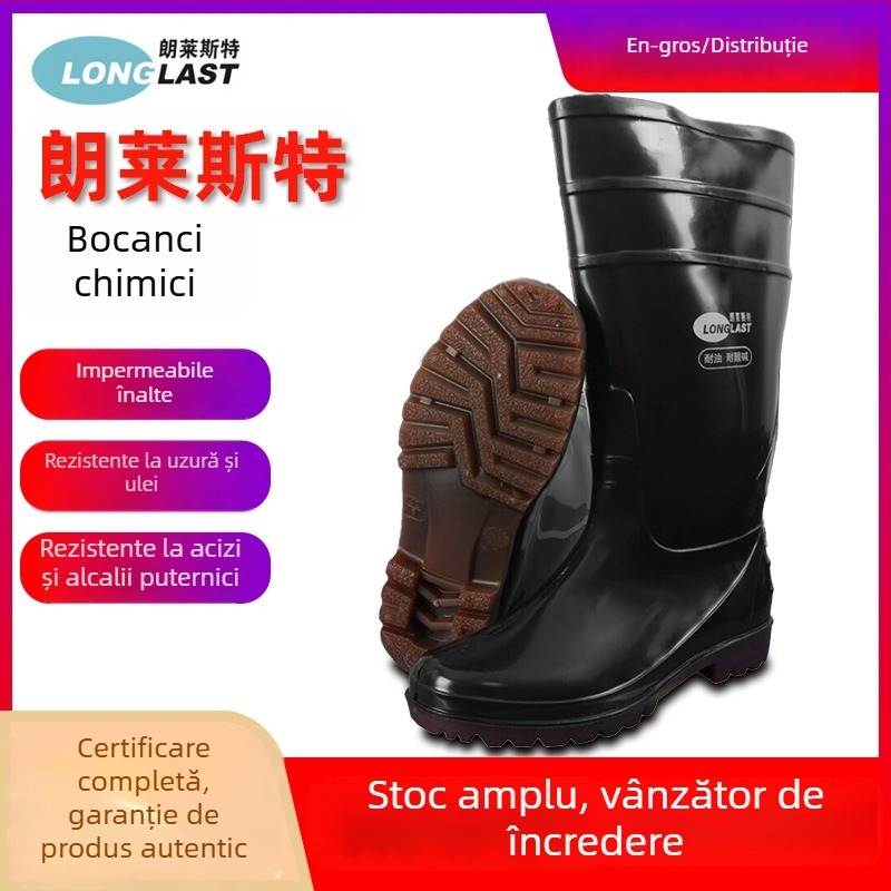 Lang Leicester Ghete înalte, Rezistente la Ulei, Acizi și Alcalii, Antiaderente, Rezistente la Coroziune, Încălțăminte de Protecție Impermeabilă pentru Șantiere