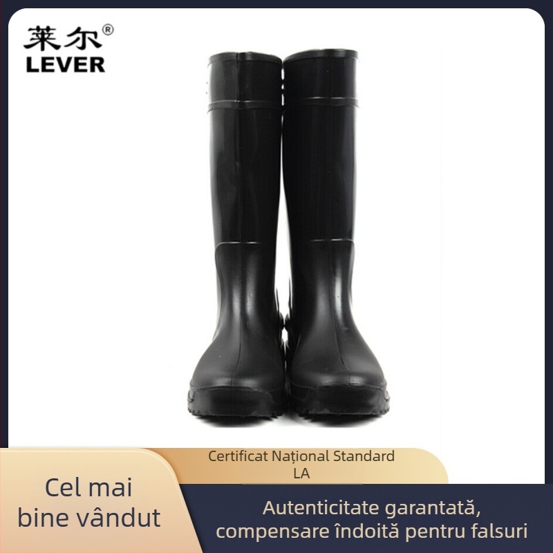 Lyle SC-9-99 Bocanci de ploaie înalte, negri, PVC, rezistente la acizi și alcalii, impermeabili, antiderapante, rezistente la uleiuri și substanțe chimice