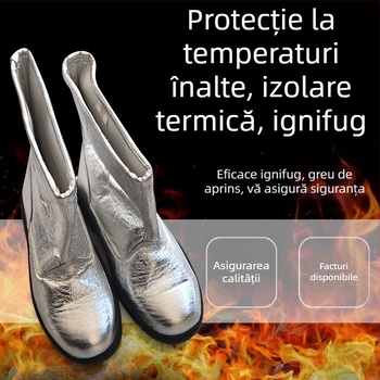 Ghete rezistente la temperaturi înalte, izolație cu folie de aluminiu, 1000°C, protecție, ignifuge, reflectă căldura, protecție împotriva arsurilor