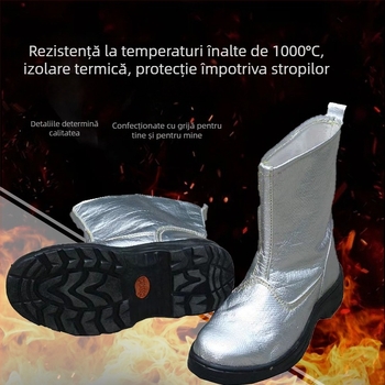 Ghete rezistente la temperaturi înalte, izolație cu folie de aluminiu, 1000°C, protecție, ignifuge, reflectă căldura, protecție împotriva arsurilor