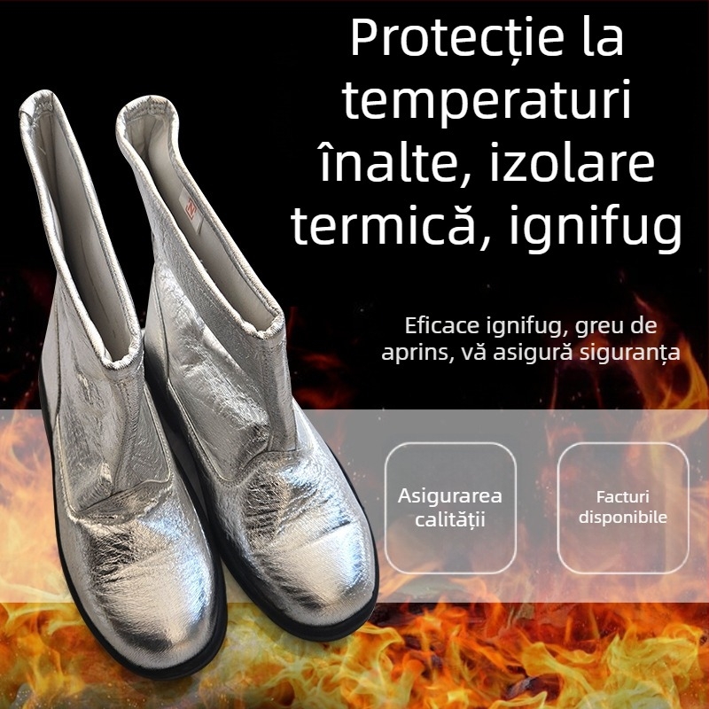 Ghete rezistente la temperaturi înalte, izolație cu folie de aluminiu, 1000°C, protecție, ignifuge, reflectă căldura, protecție împotriva arsurilor