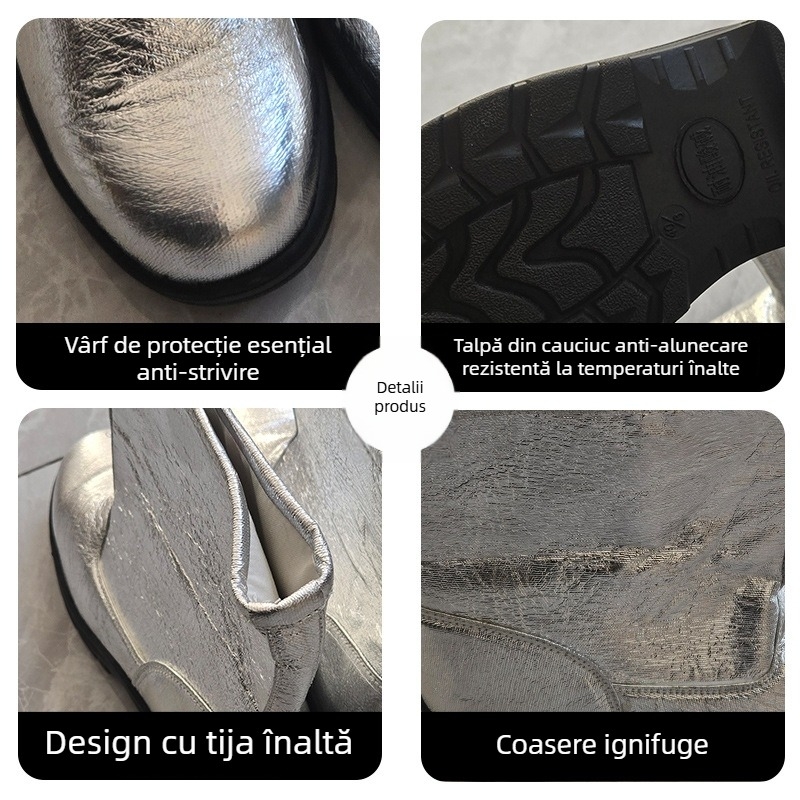 Ghete rezistente la temperaturi înalte, izolație cu folie de aluminiu, 1000°C, protecție, ignifuge, reflectă căldura, protecție împotriva arsurilor