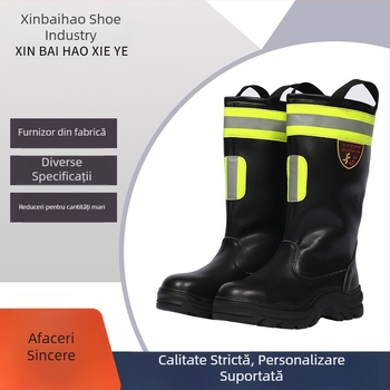 New Baihao Bocanci înalți pentru intervenții în situații de incendiu, din cauciuc natural, ignifugi, cu rezistență la perforare, personalizabili