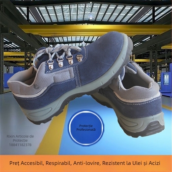 Pantofi de protecție pentru bărbați, cu vârf din oțel, protecție împotriva loviturilor și perforării, rezistenți la uleiuri și alcalii, ușori, respirabili, încălțăminte de muncă pentru șantier