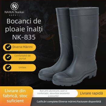 Cizme de ploaie din PVC, înalte, cu vârf din oțel, anti-perforație și rezistență la abraziune, unisex