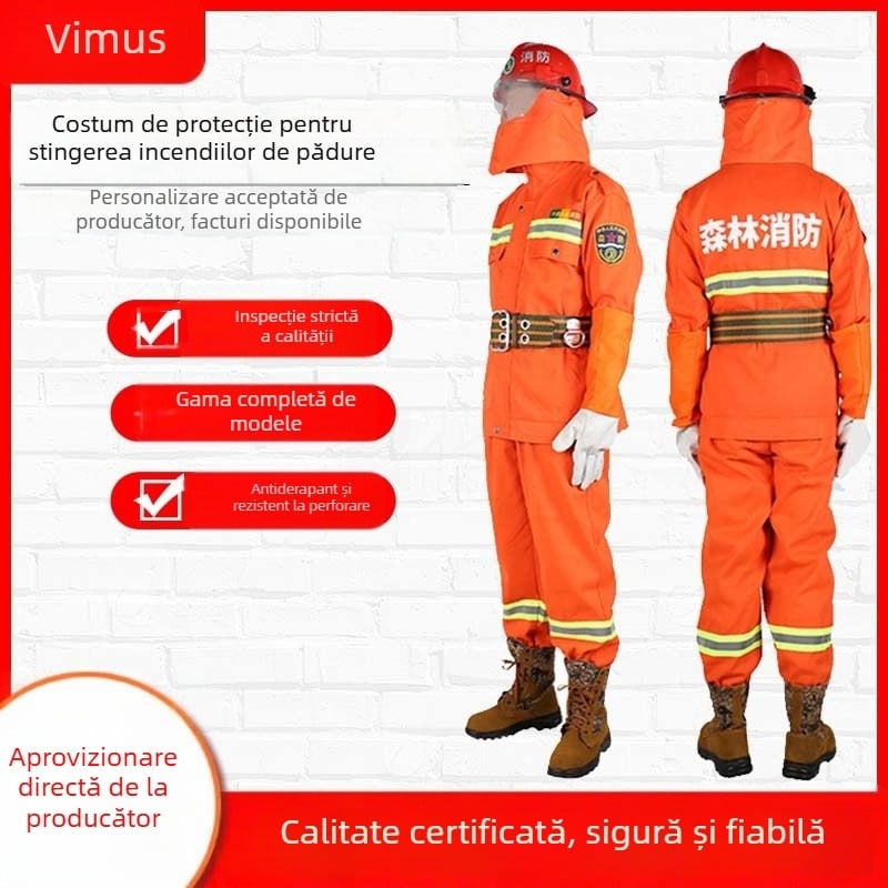 Îmbrăcăminte personalizată pentru protecția la incendii forestiere, costum de intervenție, mănuși de intervenție, căști, încălțăminte de protecție din aramid, echipament de instruire în două piese