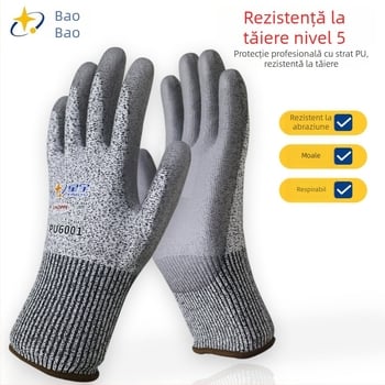 Mănuși anti-tăiere Xingyu PU6001, nivel 5, H515, rezistente la uzură, respirabile, pentru muncă