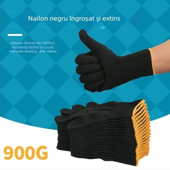 Mănuși negre din nylon, lungime 26 cm, protecție pentru mâini în munca grea de grădină, rezistente la abraziune, pentru recoltarea trestiei de zahăr și lăstari de bambus
